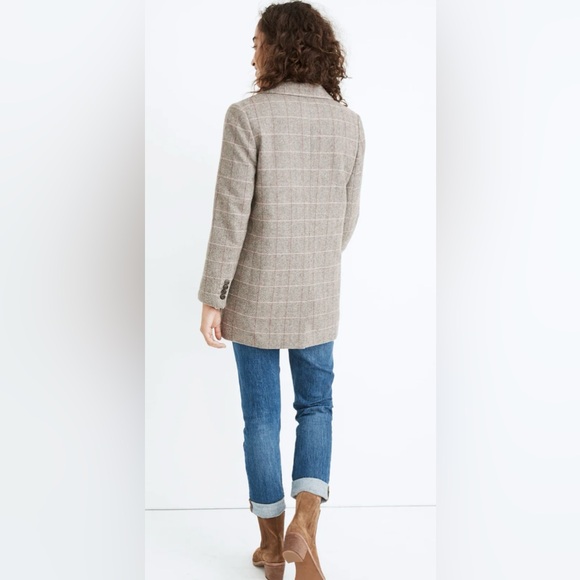 Madewell Womens Larsen Blazer in Plaid Herringbne Windw Weath Grove Brown - Picture 3 of 16